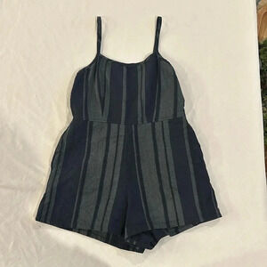 Adorable Navy and Gray Striped Romper